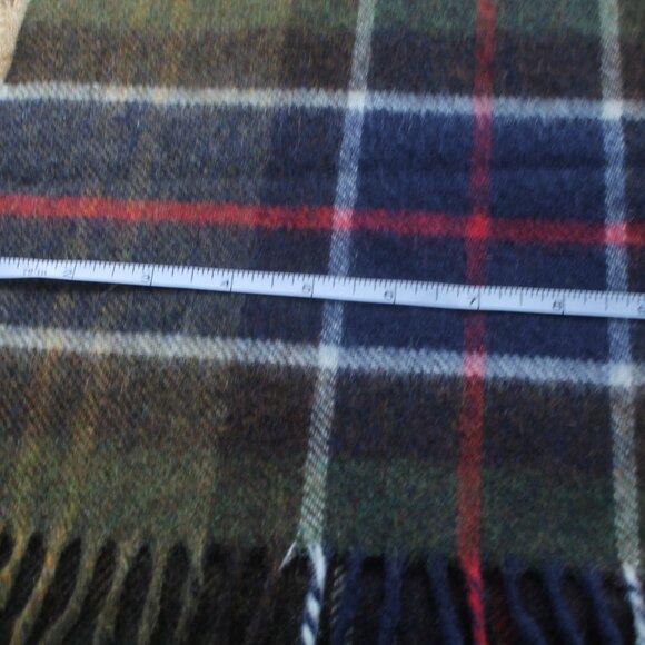 J. Barbour and Sons Made in the UK 100% Wool Men's Neck Scarf Plaid Fringe - Picture 5 of 6